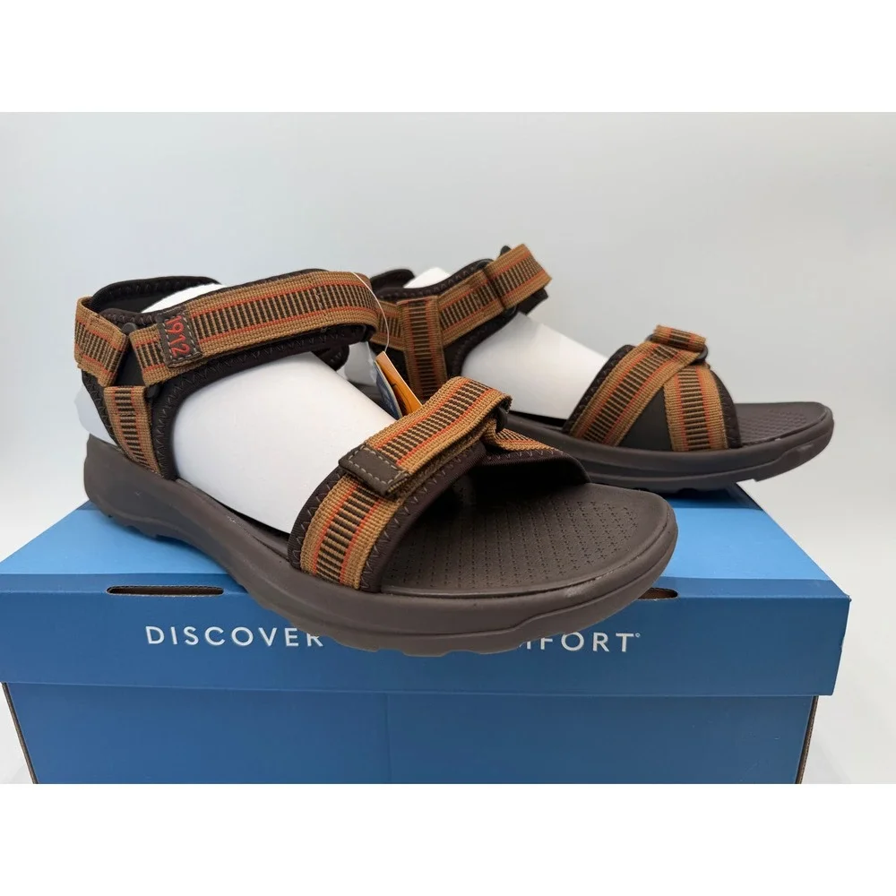 Nunn Bush Huck Sport Sandals Mens 12W Tan Multi Wide Fit Lightweight New 85010
